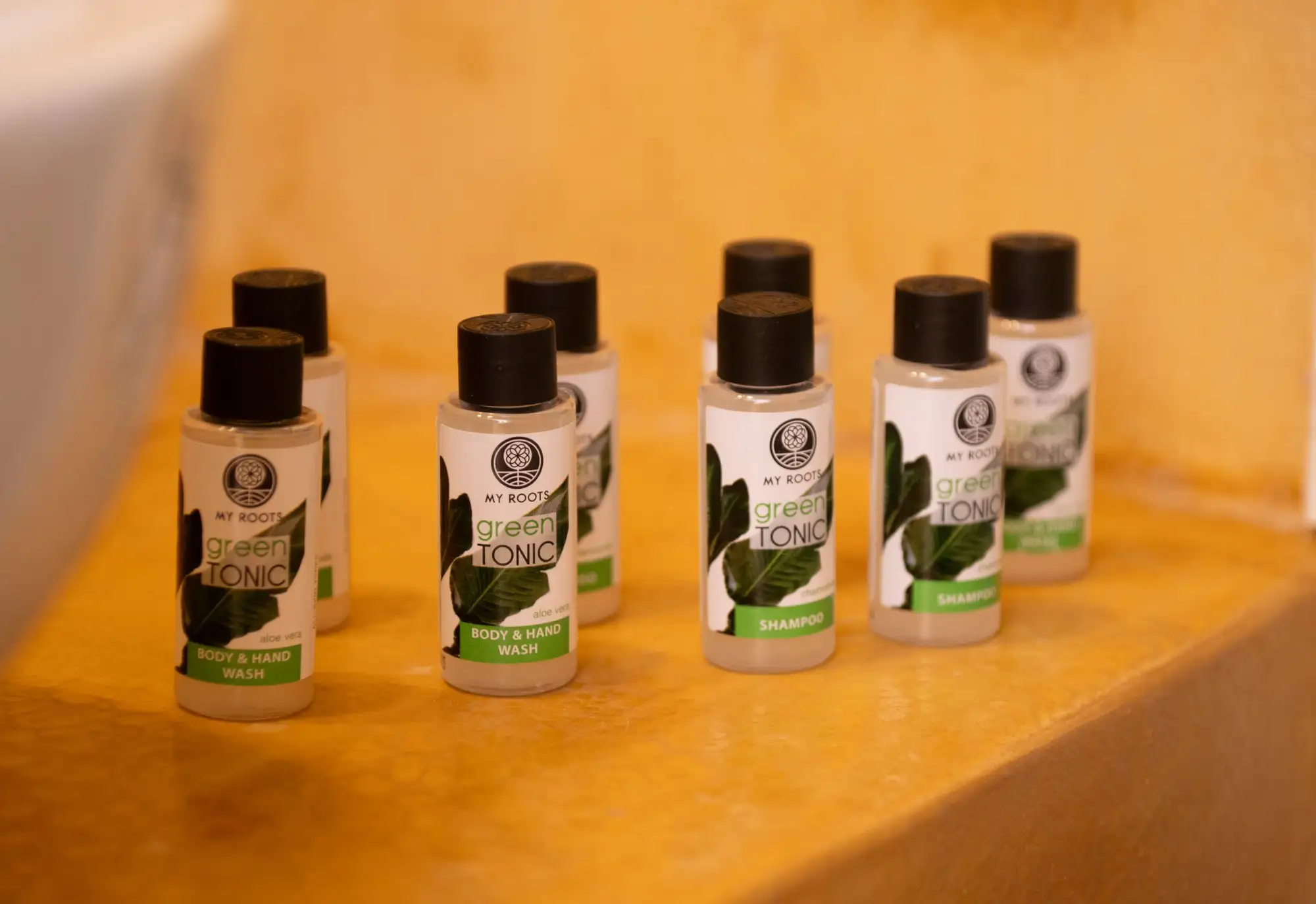 Produits d’accueil dans la salle de bain d’Eos